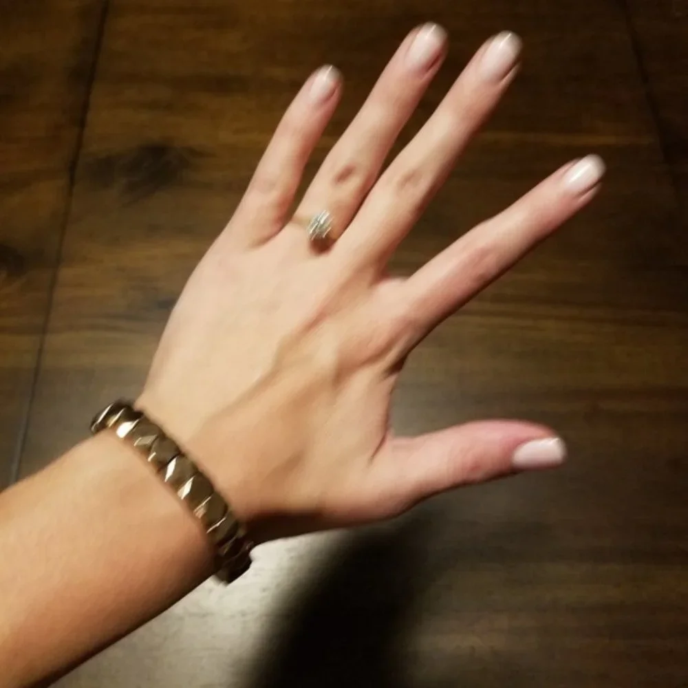 Fossil Rose Gold Geometric Bracelet Shiny Stretch Preppy Boho Bride Classic Work - Picture 6 of 6